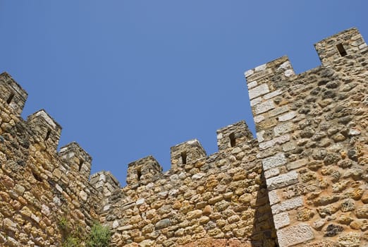 The castle wall of Lagos in southern Portugal