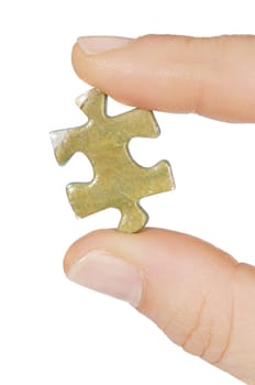 A piece of a puzzle a over white background