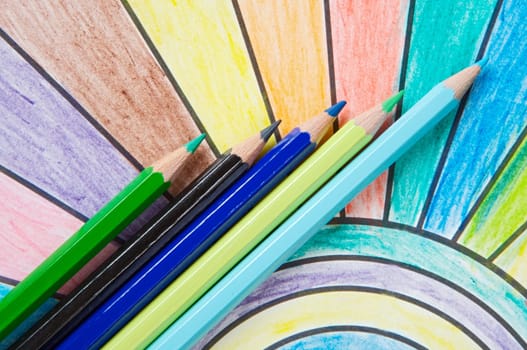 color pencils upon a drawing as a child