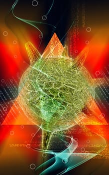 Digital illustration of herpes virus in colour background