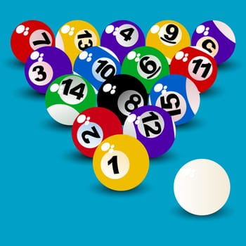 Billiard Ball Set, proper perspective arranged objects