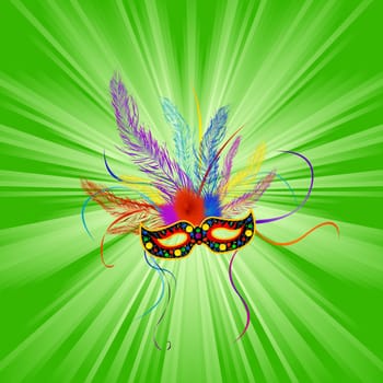 Festive Mardi Gras mask, abstract background