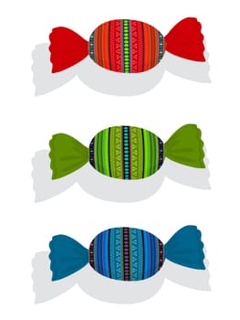 Wrapped candies, isolated objects over white background