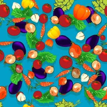 Simple elegant seamless pattern with fresh vegetables