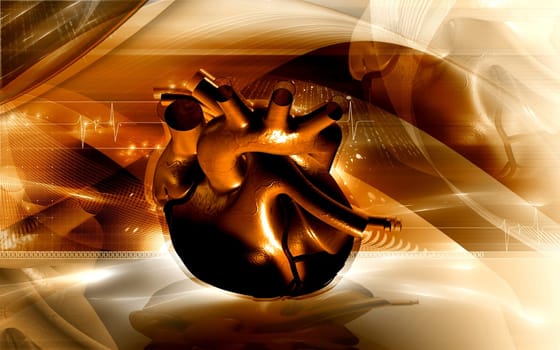 Digital illustration of heart in colour background