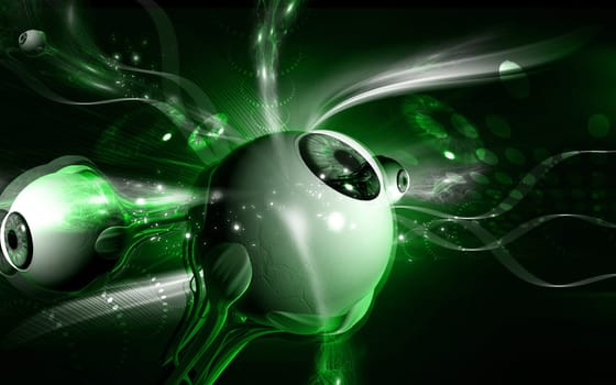 Digital illustration of eye in colour background