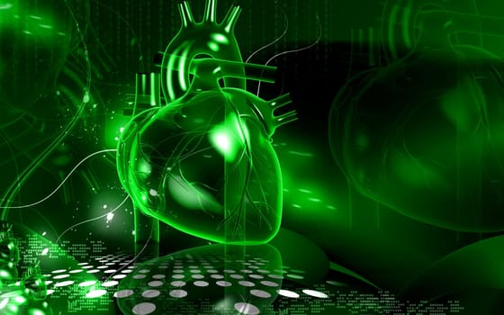 Digital illustration of heart in colour background