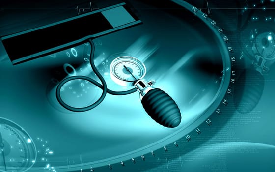 Digital illustration of sphygmomanometer in colour background