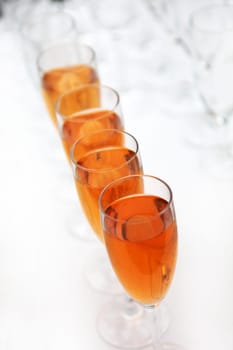 Many cocktails in a row - close-up