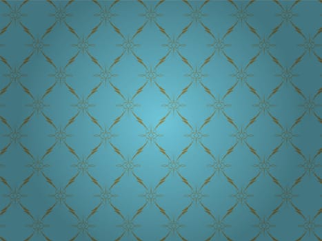Vintage Wallpaper - Golden Ornaments on Blue Background