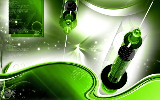 Digital illustration of syringe in colour background