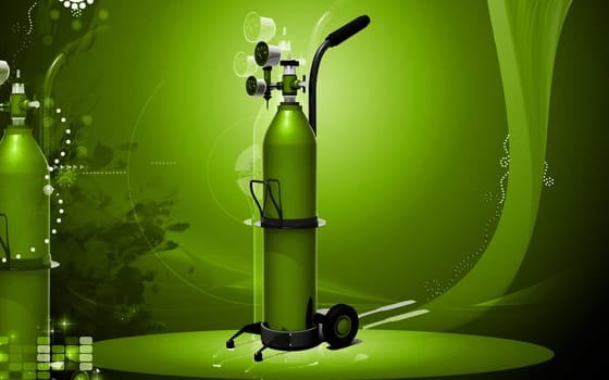 Digital illustration of oxygen cylinder in colour background