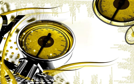 Digital illustration of sphygmomanometer in colour background