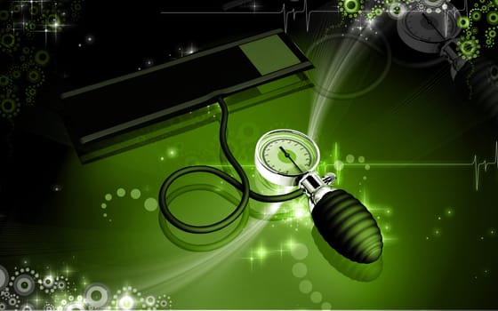Digital illustration of sphygmomanometer in colour background
