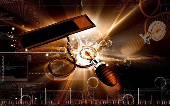 Digital illustration of sphygmomanometer in colour background