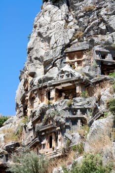 Ancient Lycian tombs in Myra, Turkey