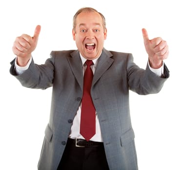 A businessman is showing his appreciation towards a job very well done.