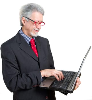 happy business man with pc