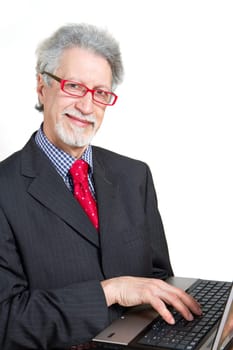 happy business man with pc