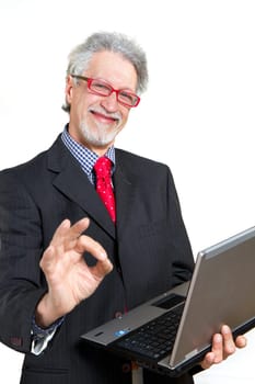 happy business man with pc