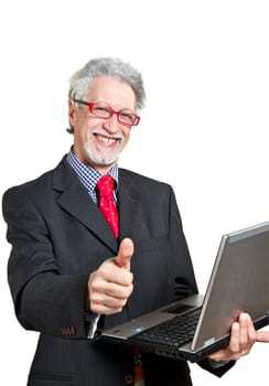 happy business man with pc