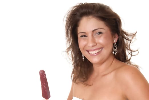Young beautiful and sexy latina girl with popsicle