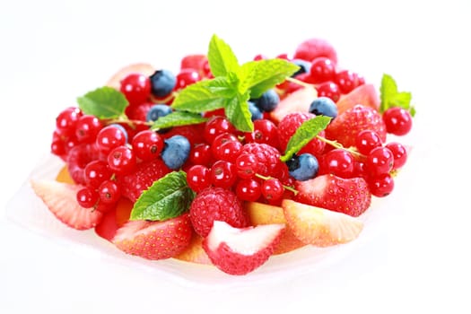 Delicious fresh berries served in bowl as dessert