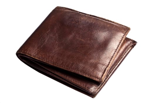 Old Brown wallet isolated on white background