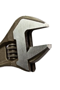 Adjustable wrench on white background
