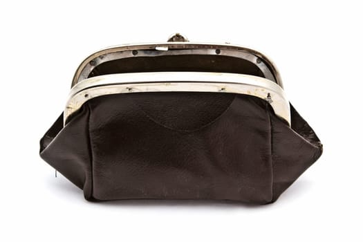 Old purse on white background