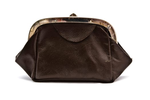 Old purse isolated on white background