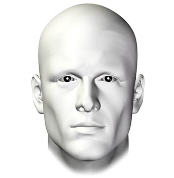Man portrait on white background. 3d illustration design element.