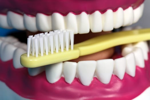 Brushing your teeth with a toothbrush