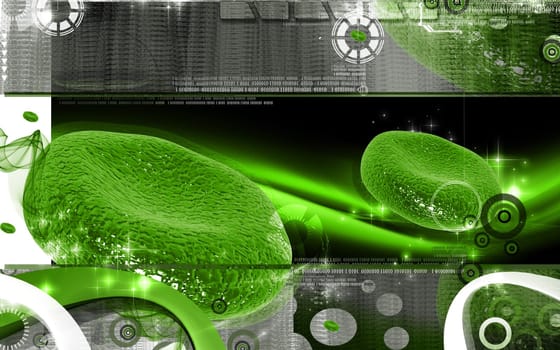 Digital illustration of blood cell in colour background