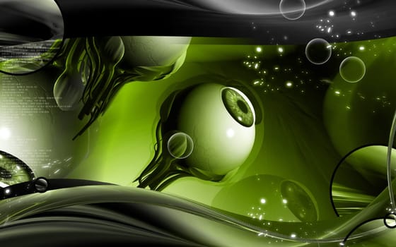 Digital illustration of eye in colour background