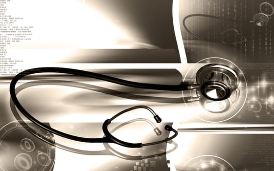 Digital illustration of stethoscope in colour background