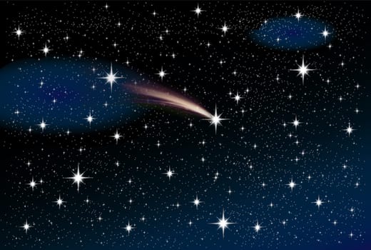 sky with stars of all sizes during a moonless night with a shooting star