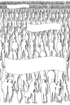A crowd of people for a political demonstration or commercial
