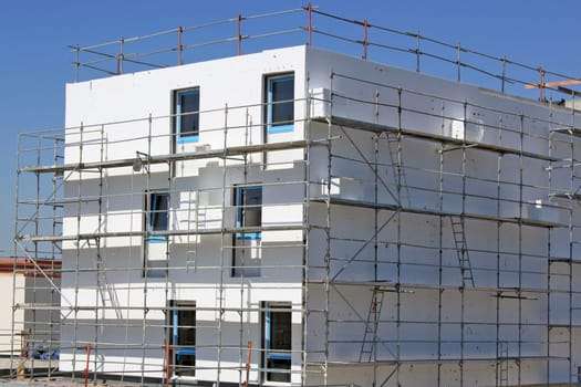 scaffolding on a construction site housing housing estate