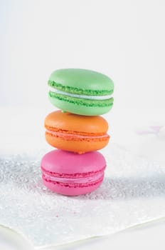 Shot of three macarons on the table