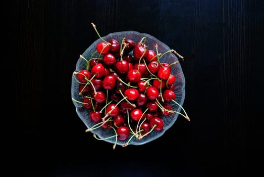 Red cherries in a bowl