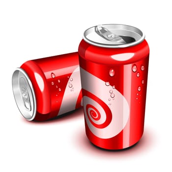 Opened and closed red cola can