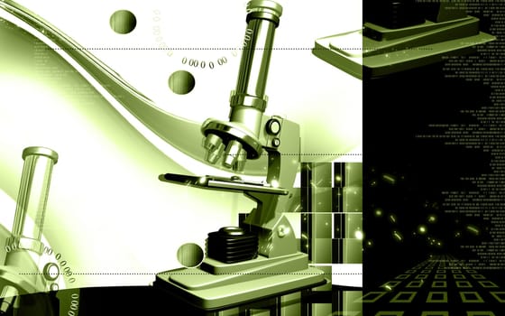 Digital illustration of microscope in colour background