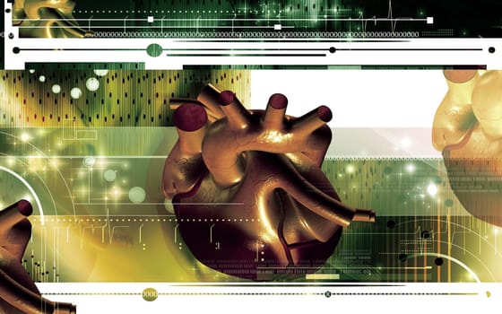 Digital illustration of heart in colour background