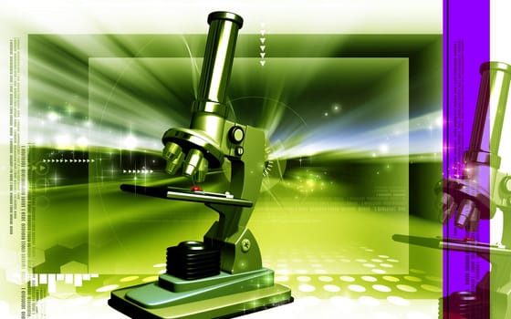 Digital illustration of microscope in colour background