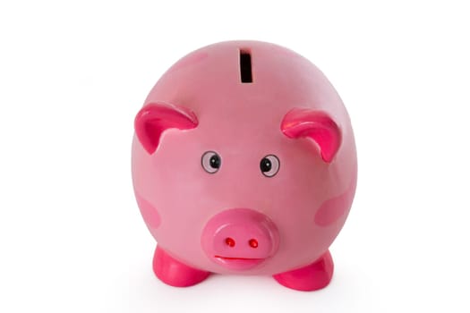 Pink piggy bank isolated on white background
