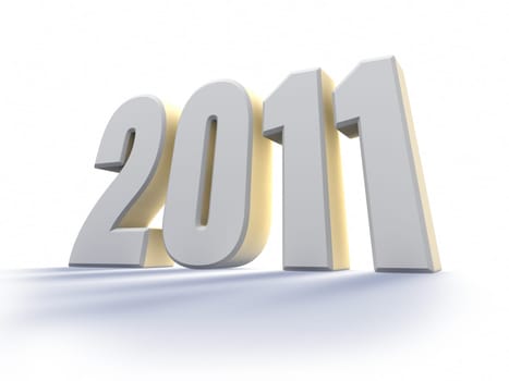 Year 2011, large white number with backlit, 3d render