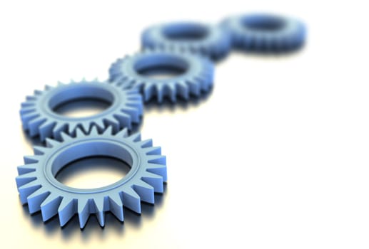 3d blue gears on white background