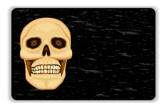 Danger of death sign - human skull on black banner.