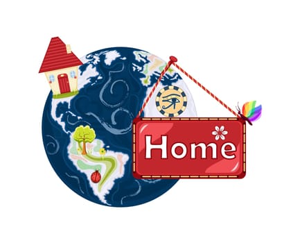 Home Sweet Home - save our planet Earth. Isolated over white background.